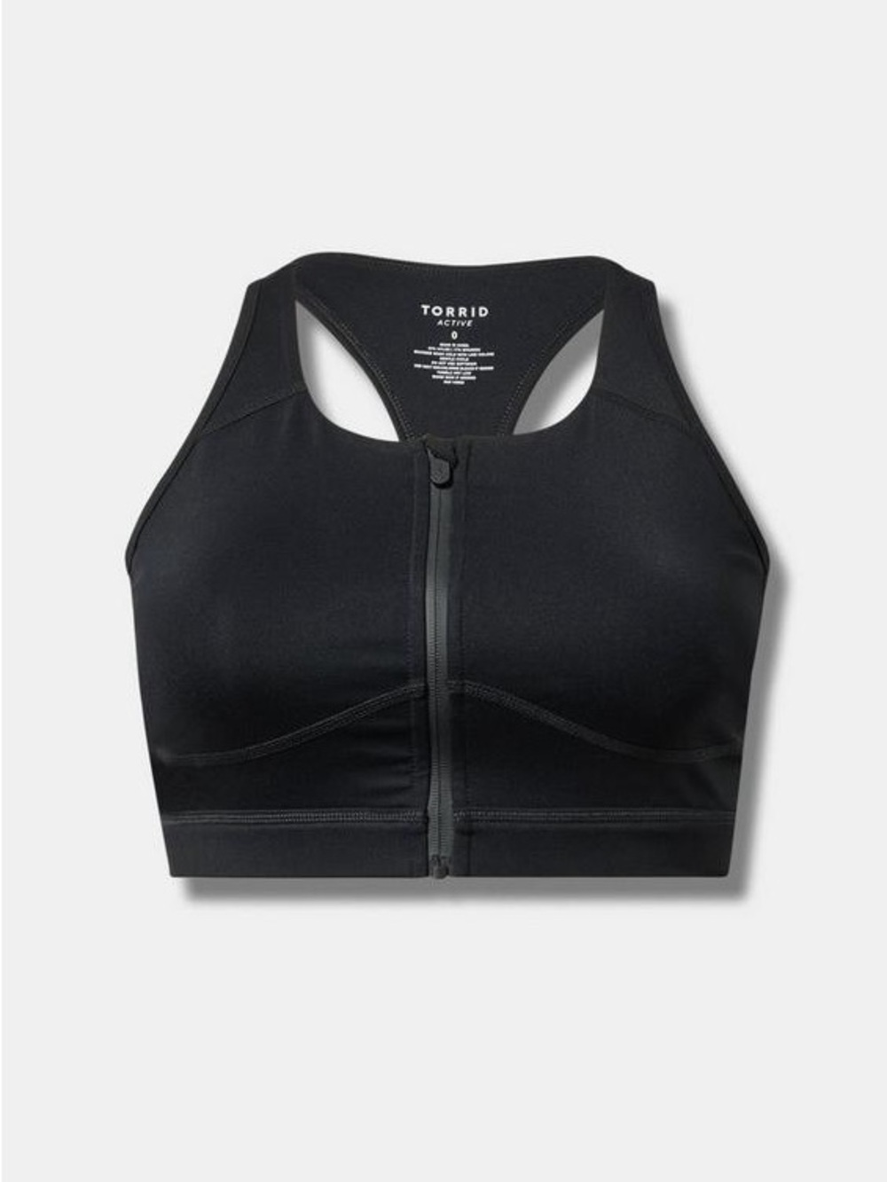 Torrid Black Wireless Zip-Front Active Sports Bra Plus Size 2X NWT